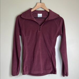 Columbia Quarter Zip Women's Burgundy Fleece Top XS